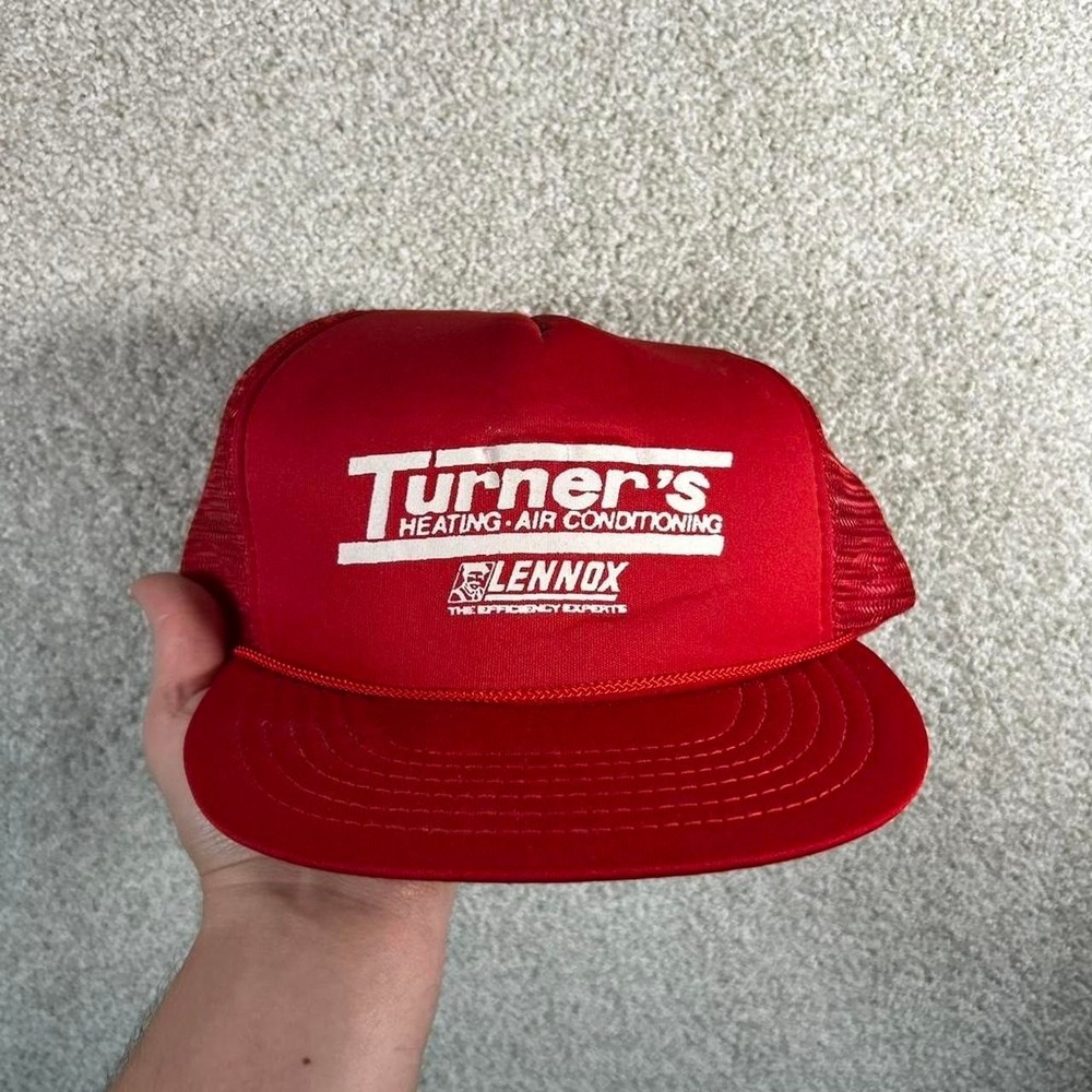 Vintage 80s red HVAC mesh trucker SnapBack hat cap
